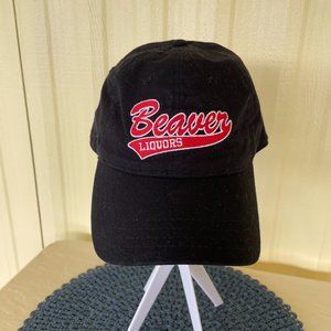 Baseball Hat "Beaver Liquors" Velcro Adjustable Closure - One Size - Black
